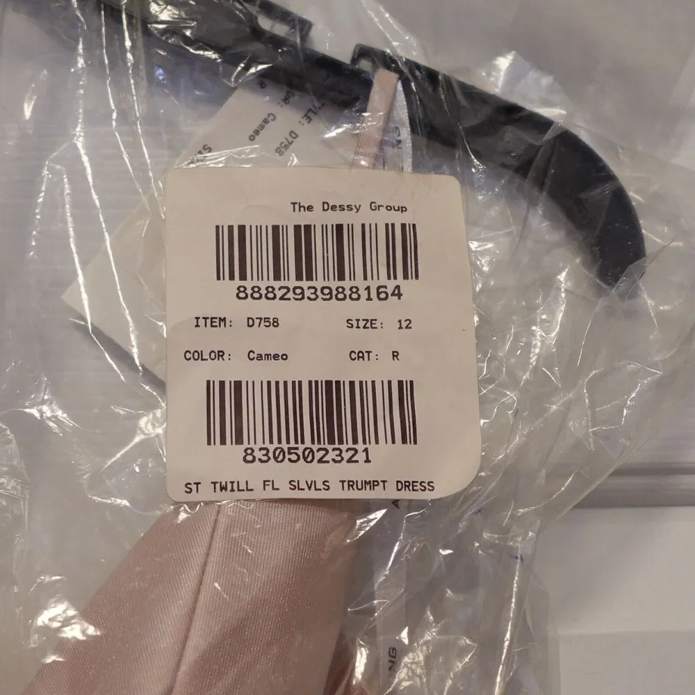 ALFRED SUNG D758 SURPLICE SATIN TWILL TRUMPET Cameo Pink DRESS GOWN Size‎ 12 - Picture 4 of 6